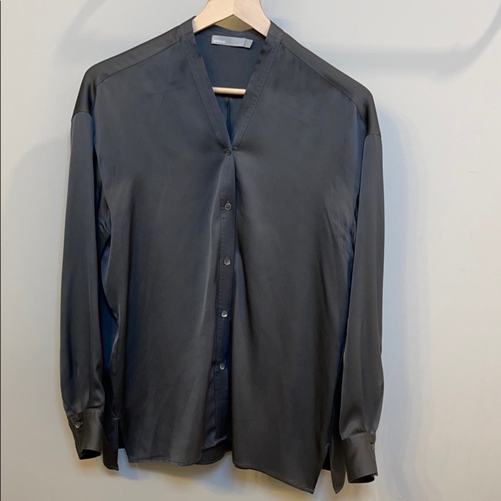 Vince long sleeve silk button up shirt